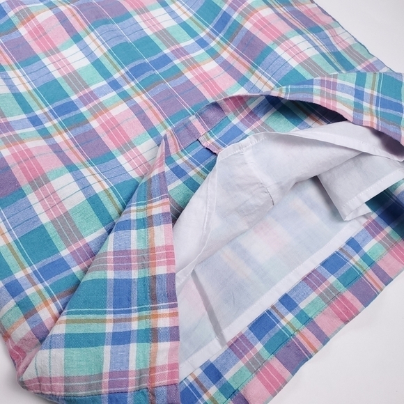 Vineyard Vines Blue Pink White Plaid Linen Blend Girls Pocketed Lined Dr… - Picture 8 of 12